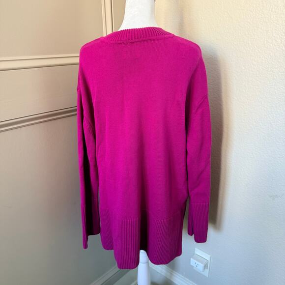 GAP Fuchsia Cotton Crew Neck Sweater Split Hem Women’s XXL - Picture 4 of 7